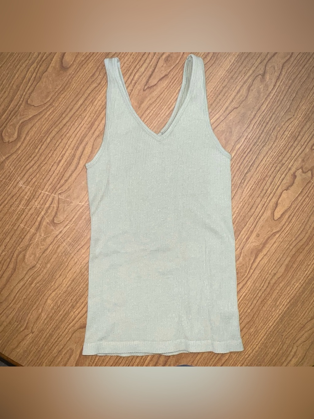 Athleta Ribbed V-Neck Tank Top Sage Green Like New - Size XS